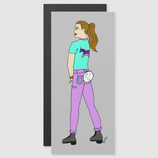 Mädchen mit sonnigen Schwänzen Magnetkarte (Vorne/Hinten)