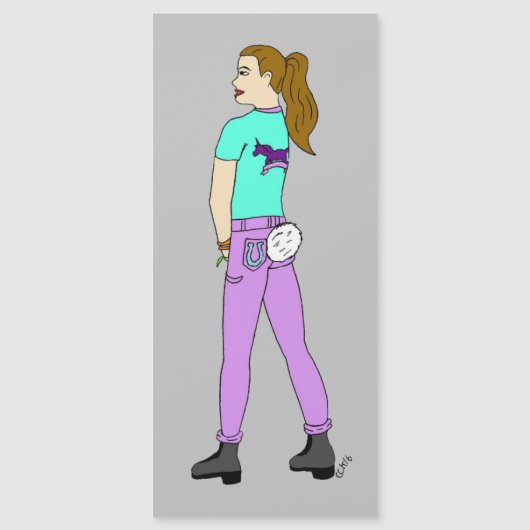 Mädchen mit sonnigen Schwänzen Magnetkarte (Vorderseite)