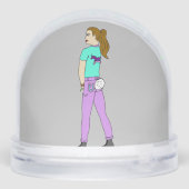 Mädchen mit sonnigen Schwänzen Schneekugeln (Rückseite)