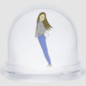 Mädchen mit sonnigen Schwänzen Schneekugeln (Rückseite)