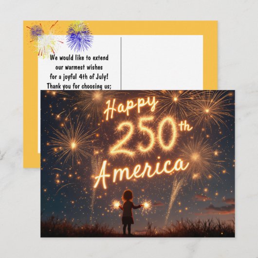 Mädchen mit Sparklern für Amerikas 250. Geburtstag Postkarte (Vorne/Hinten)