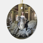 Mädchen mit Spielzeug Keramik Ornament (Links)