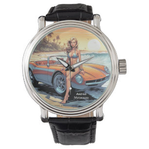 Mädchen mit Sportwagen Armbanduhr
