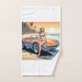 Mädchen mit Sportwagen Badhandtuch Set (Handtuch)