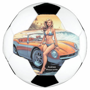 Mädchen mit Sportwagen Fußball