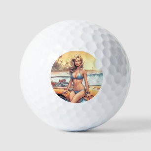 Mädchen mit Sportwagen Golfball