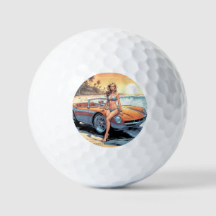 Mädchen mit Sportwagen Golfball