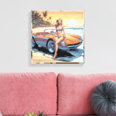 Mädchen mit Sportwagen Leinwanddruck (Insitu (Wohnzimmer))