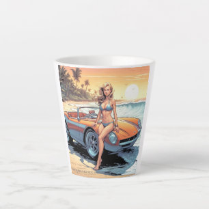 Mädchen mit Sportwagen Milchtasse