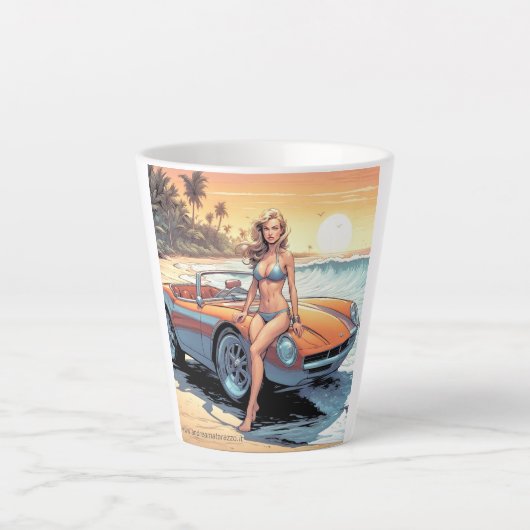 Mädchen mit Sportwagen Milchtasse (Vorderseite)