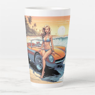 Mädchen mit Sportwagen Milchtasse