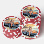 Mädchen mit Sportwagen Pokerchips (Stapel)