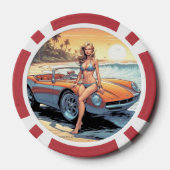 Mädchen mit Sportwagen Pokerchips (Rückseite)