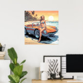 Mädchen mit Sportwagen Poster (Heimbüro)