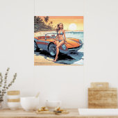 Mädchen mit Sportwagen Poster (Küche)