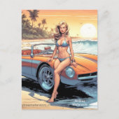 Mädchen mit Sportwagen Postkarte (Vorderseite)
