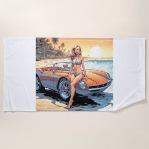 Mädchen mit Sportwagen Strandtuch