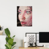 Mädchen mit Spotty Veil Aquarell Print Poster (Heimbüro)