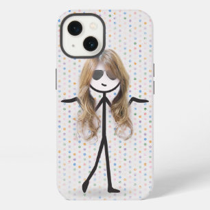 Mädchen mit Stäbchen und Haaren auf Punkten iPhone 13 Hülle