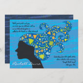 Mädchen mit Sternen in ihrem Haar Bat Mitzvah Einl Einladung (Vorne/Hinten)