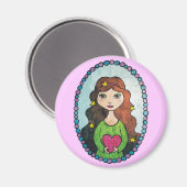 Mädchen mit Sternen in ihrer Haare Magnet (Vorderseite/Rückseite)