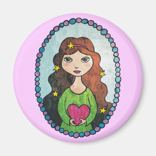 Mädchen mit Sternen in ihrer Haare Magnet (Vorne)