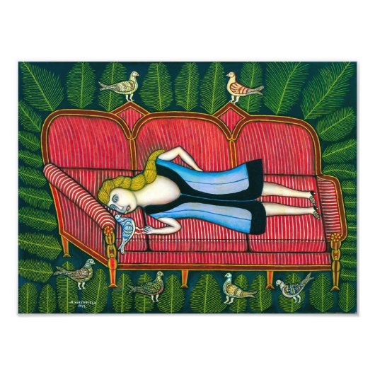 Mädchen mit Tauben | Morris Hirshfield | Fotodruck (Vorne)