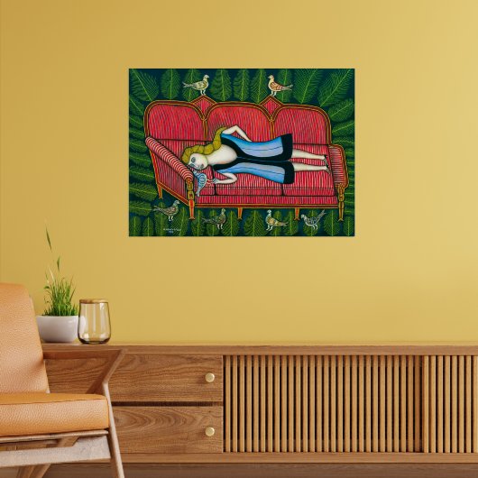 Mädchen mit Tauben | Morris Hirshfield | Poster (Wohnzimmer 2)