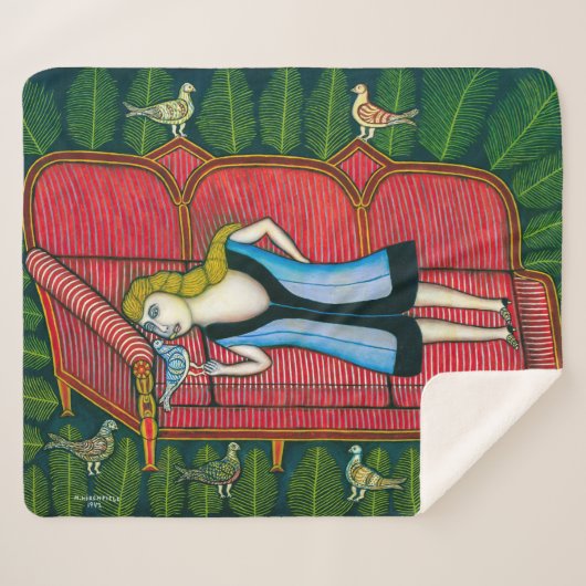 Mädchen mit Tauben | Morris Hirshfield | Sherpadecke (Vorderseite (Horizontal))