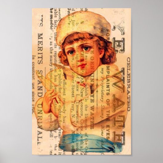 Mädchen mit Taubenwerbung Digitale Kunst Poster (Vorne)