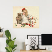 Mädchen mit Teddy und Lamm Poster (Heimbüro)