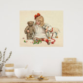 Mädchen mit Teddy und Lamm Poster (Küche)