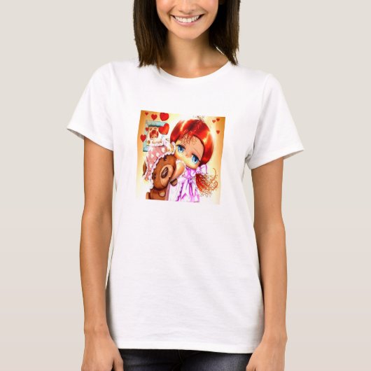 Mädchen mit Teddybär T-Shirt (Vorderseite)