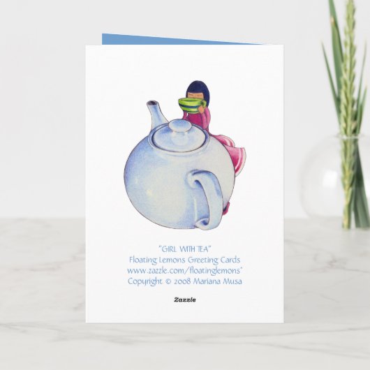 Mädchen mit Teekarte Karte (Rückseite)