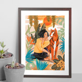 Mädchen mit Tigersunset Poster