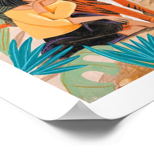 Mädchen mit Tigersunset Poster (Ecke)