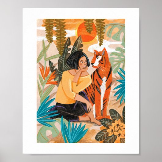 Mädchen mit Tigersunset Poster (Vorne)