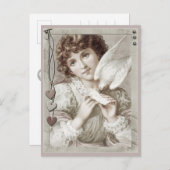 Mädchen mit Trägertaube CC0584 Valentine Postkarte (Vorne/Hinten)