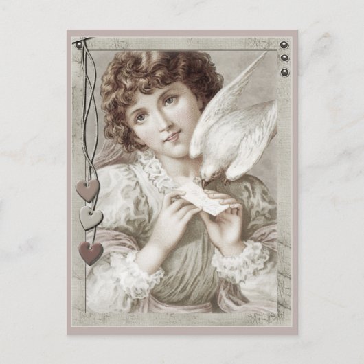 Mädchen mit Trägertaube CC0584 Valentine Postkarte (Vorderseite)