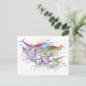 Mädchen mit Träumen in ihrem Haar Surreal Fantasy  Postkarte (Stehend Vorderseite)