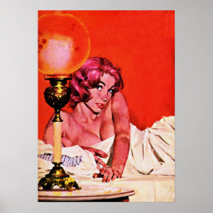 Mädchen mit unschuldigen Augen Vintage-Pulp-Cover- Poster
