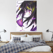 Mädchen mit vertikaler Animation Premium Wrapped C Leinwanddruck (Insitu (Schlafzimmer))
