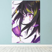 Mädchen mit vertikaler Animation Premium Wrapped C Leinwanddruck (Insitu (Holzboden))