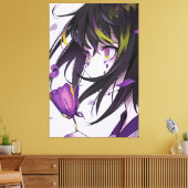 Mädchen mit vertikaler Animation Premium Wrapped C Leinwanddruck (Insitu (Wohnzimmer))