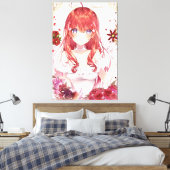 Mädchen mit vertikaler Anime, Premium Wrapped Canv Leinwanddruck (Insitu (Schlafzimmer))