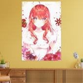 Mädchen mit vertikaler Anime, Premium Wrapped Canv Leinwanddruck (Insitu (Wohnzimmer))