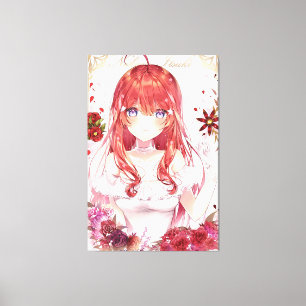 Mädchen mit vertikaler Anime, Premium Wrapped Canv Leinwanddruck