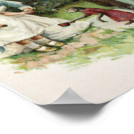 Mädchen mit Vintagem Affen Poster (Ecke)