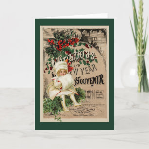 Mädchen mit Vintager White Muffler Kunsthistorkart Feiertagskarte