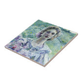 Mädchen mit violetten Blumen (von Robert Reid) Fliese (Seite)